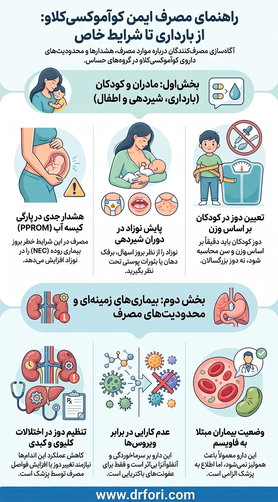 کوآموکسی کلاو در بارداری و شیردهی و بیماری های خاص