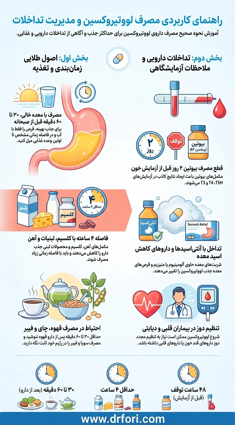 تداخلات دارویی و غذایی لووتیروکسین