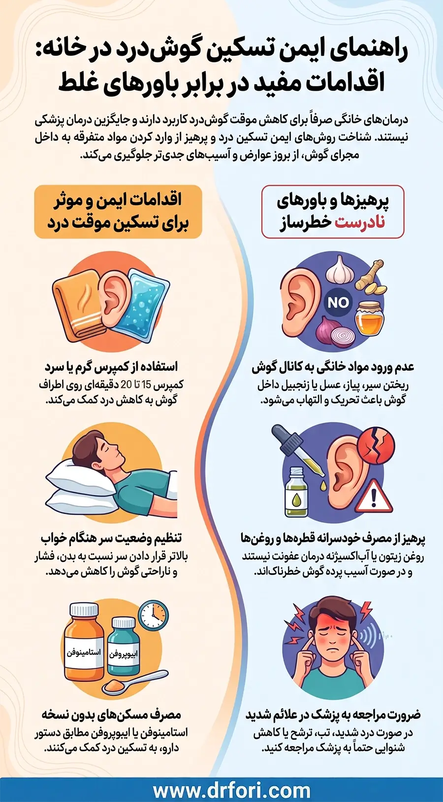راهنمای ایمن تسکین گوش درد در خانه